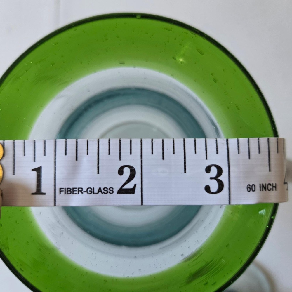 1SourceInc Handblown Seeded Glass Goblets Red Green Rim Christmas Set of 2 - Picture 5 of 7